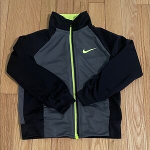 Nike Boys Black & Gray Jacket with Neon Green Logo